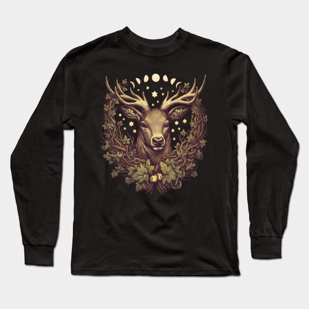 CERNUNNOS STAG Long Sleeve T-Shirt by Medusa Dollmaker